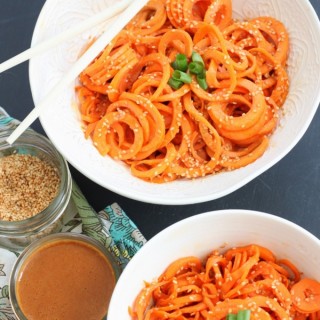 Curly Carrots with Spicy Sesame Sauce