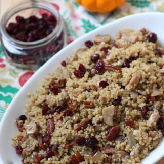 Mushroom Pecan Quinoa Stuffing with Cranberries